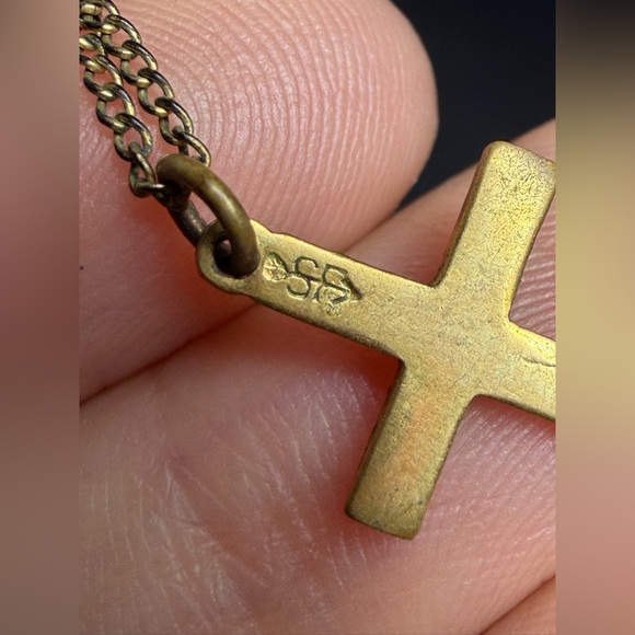 Vintage Swift & Fisher 1960s 12K Gold Filled Etched Cross Necklace - Picture 5 of 11